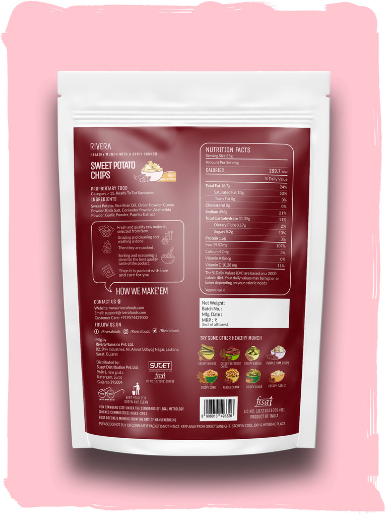 sweet potato chips masala flavor nutrition info